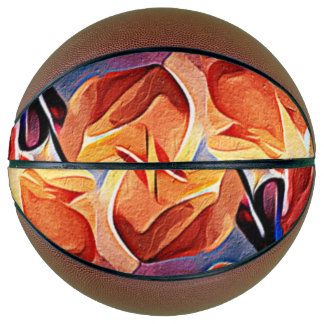 Abstrakte florale Kunst Orange Red Blue Blumen Basketball