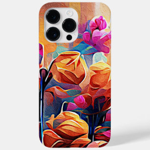 Abstrakte florale Kunst Orange Red Blue Blumen Case-Mate iPhone 14 Pro Max Hülle
