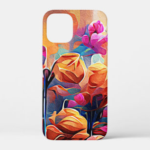 Abstrakte florale Kunst Orange Red Blue Blumen Case-Mate iPhone Hülle