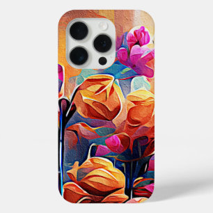 Abstrakte florale Kunst Orange Red Blue Blumen Case-Mate iPhone Hülle