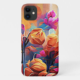 Abstrakte florale Kunst Orange Red Blue Blumen Case-Mate iPhone Hülle