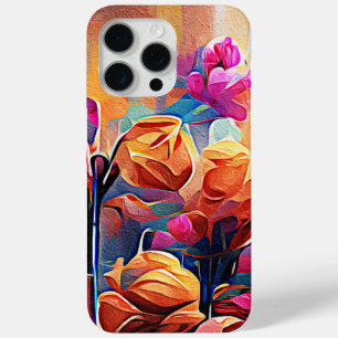 Abstrakte florale Kunst Orange Red Blue Blumen Case-Mate iPhone Hülle
