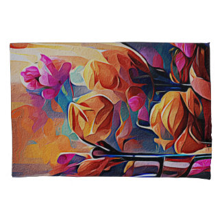 Abstrakte florale Kunst Orange Red Blue Blumen Kissenbezug