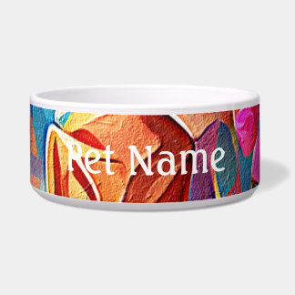 Abstrakte florale Kunst Orange Red Blue Blumen Napf