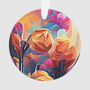 Abstrakte florale Kunst Orange Red Blue Blumen Ornament