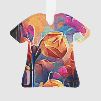 Abstrakte florale Kunst Orange Red Blue Blumen Ornament