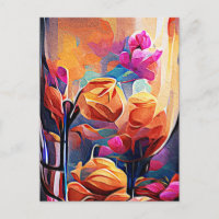 Abstrakte florale Kunst Orange Red Blue Blumen