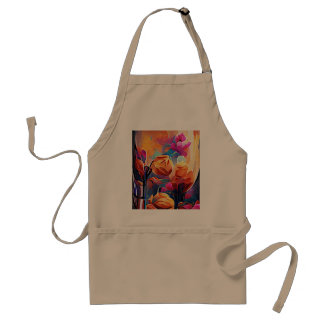 Abstrakte florale Kunst Orange Red Blue Blumen Schürze