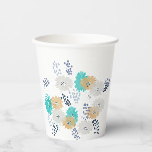 Abstrakte florale Küstenstrandhochzeit Pappbecher