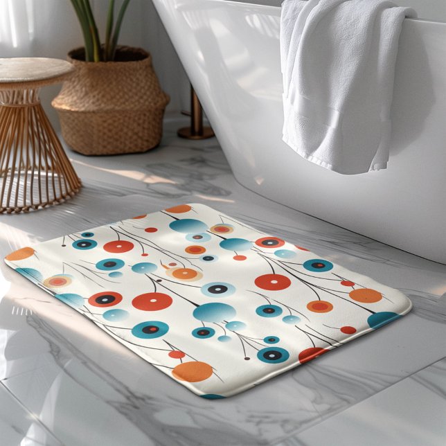 Abstrakte florale Moderne botanische Retro-Blume Badematte (Von Creator hochgeladen)