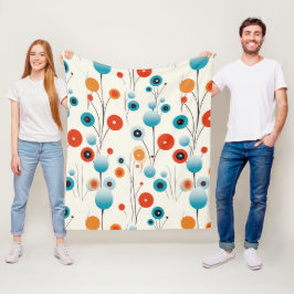 Abstrakte florale Moderne botanische Retro-Blume Fleecedecke