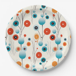 Abstrakte florale Moderne botanische Retro-Blume Pappteller