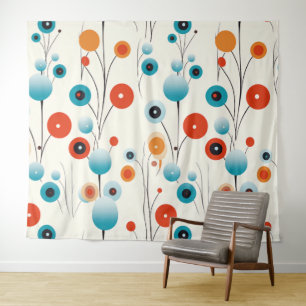 Abstrakte florale Moderne botanische Retro-Blume Wandteppich