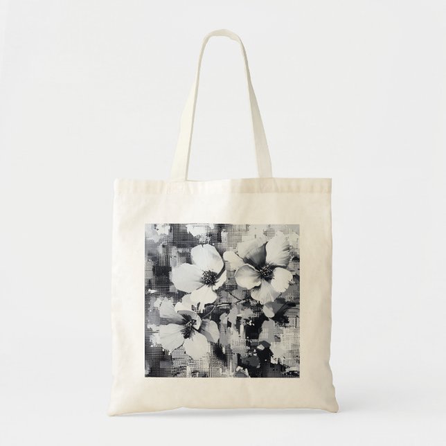 Abstrakte florale Monochrome Tasche (Vorne)