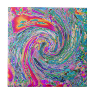 Abstrakte florale psychedelische Regenbogenwellen  Fliese