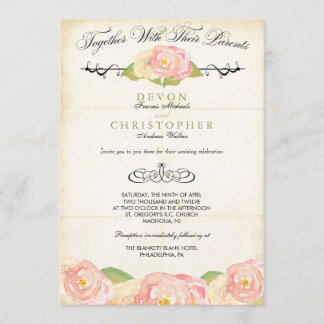 Abstrakte florale rosa und cremefarbene Hochzeitse Einladung