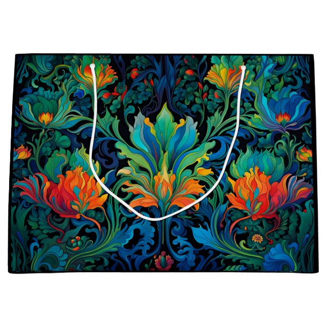 Abstrakte florale Swirl Tapestry kühl lebhaft farb Große Geschenktüte (Vorderseite)