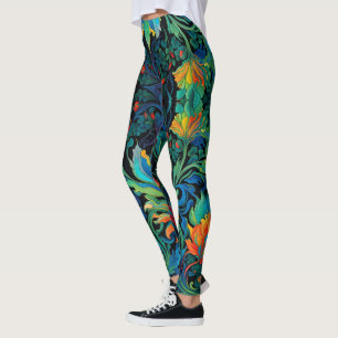 Abstrakte florale Swirl Tapestry kühl lebhaft farb Leggings