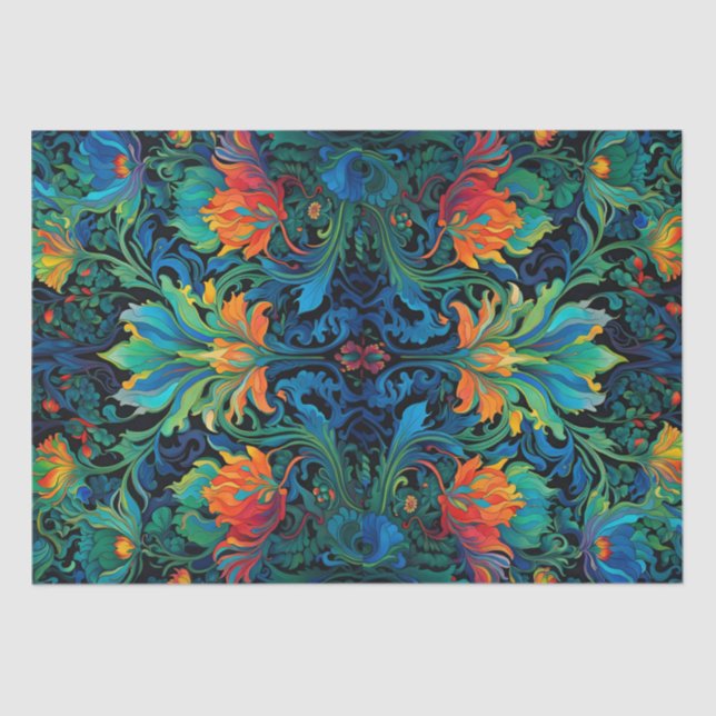 Abstrakte florale Swirl Tapestry kühl lebhaft farb Seidenpapier (Vorderseite)