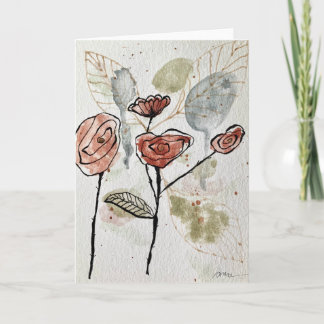 Abstrakte florale Wasserfarben-Doodle-Karte Karte