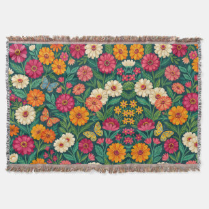 Abstrakte Florale Zinnias Schmetterlinge Decken