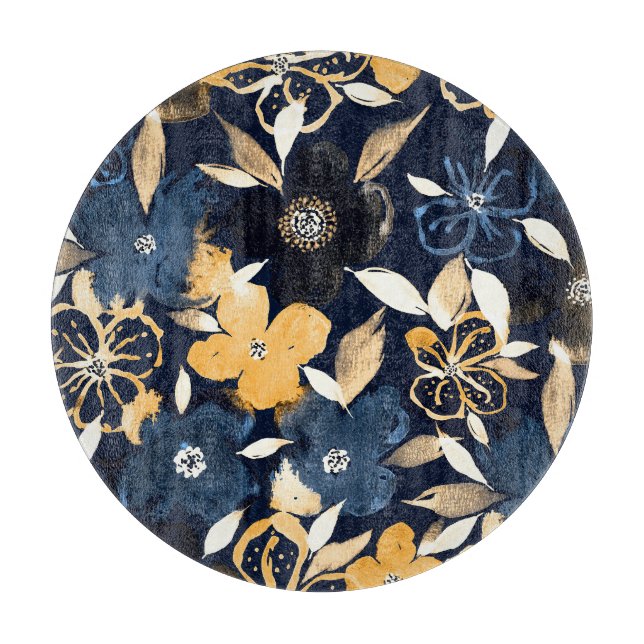 Abstrakte Florals: Farbwiederholtes Muster Schneidebrett (Vorderseite)