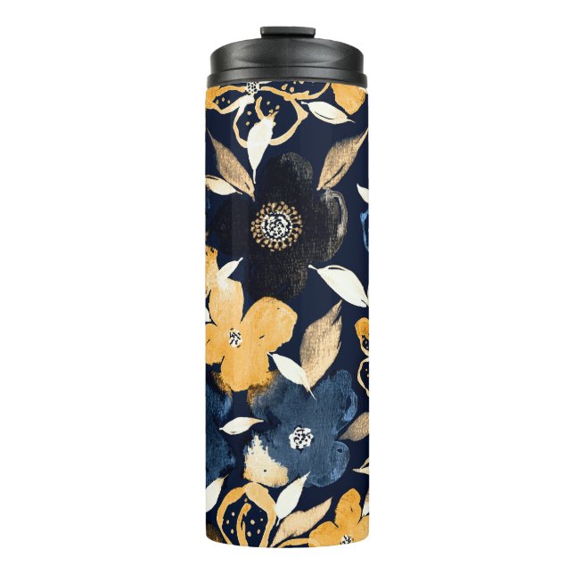 Abstrakte Florals: Farbwiederholtes Muster Thermosbecher (Vorderseite)