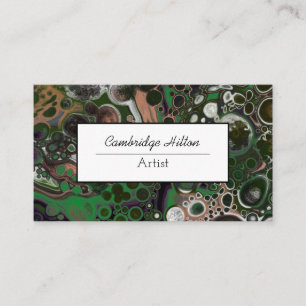 Abstrakte Fluid Art aus grünem und braunem Marmor Visitenkarte