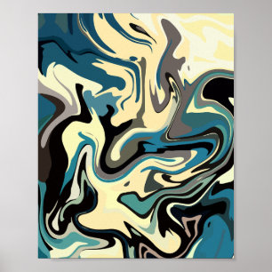 Abstrakte Fluid Art mit erdigen Tonen Poster