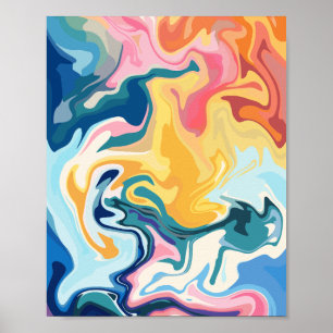 Abstrakte Fluid Art mit lebhaften Farben Poster