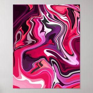 Abstrakte Fluid Art mit rosa und Lila Wirbel Poster