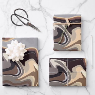Abstrakte Fluid Harmonie in warmen Erdtönen Geschenkpapier Set