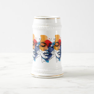 Abstrakte Fluid Line Face Art Bierglas