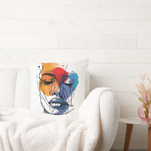 Abstrakte Fluid Line Face Art Kissen