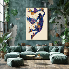Abstrakte Fluid-Tinte Basketballspieler – Moderne  Poster
