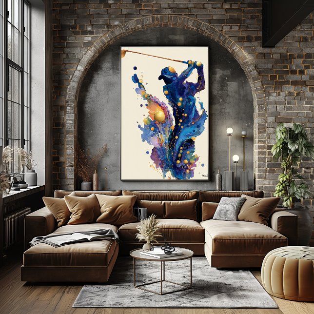 Abstrakte Fluid-Tinte Golfer Dynamische Bewegungs- Poster (Von Creator hochgeladen)