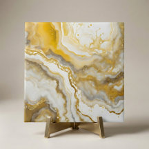 Abstrakte Fluid-Tinten-Kunst Gold- und Weißmarmor