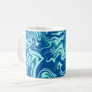 Abstrakte Fluid Wave Art mit blauen und Aquamarine Kaffeetasse