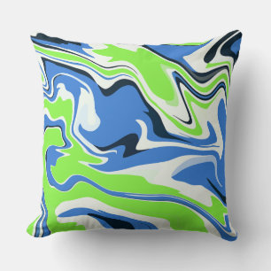 Abstrakte Fluidkunst mit blauen und grünen Wellen Kissen