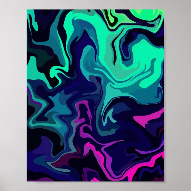 Abstrakte Fluidkunst mit lebendigen Farben  Poster (Vorne)