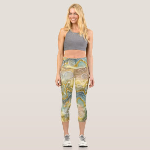 Abstrakte Flüssig-Marmor-Stein-Textur Hintergrund Capri Leggings