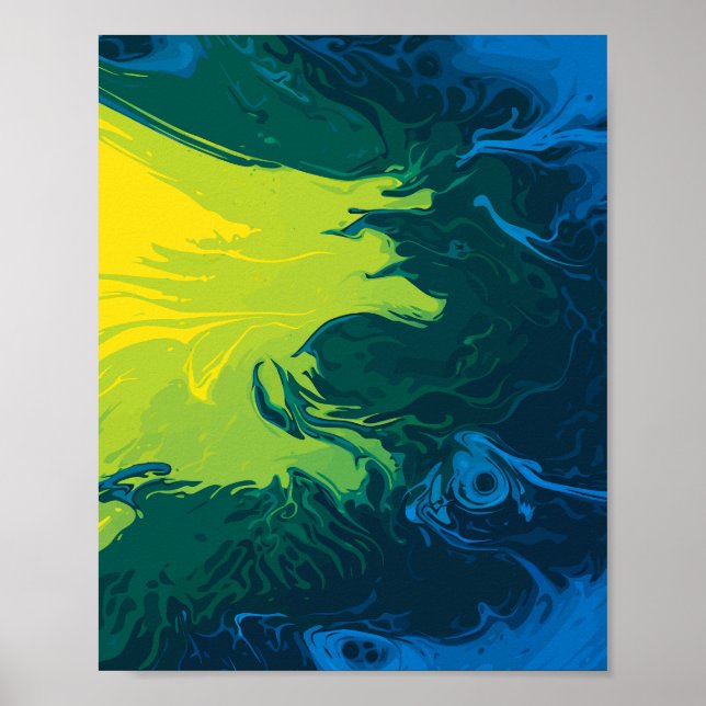 Abstrakte Flüssige Farbige Wellen Poster (Vorne)