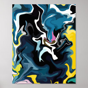 Abstrakte, flüssige Kunst mit lebhaftem Farbfluss Poster