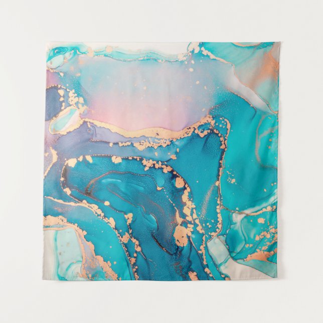 Abstrakte, flüssige Kunstmalerei im Hintergrund  Wandteppich (Vorderseite)