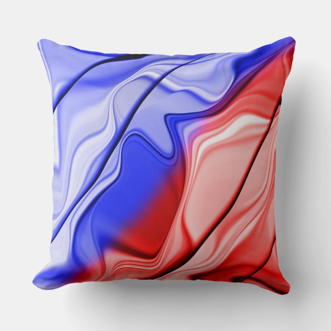ABSTRAKTE FLÜSSIGKEIT ROT WEISS AUSSEHEN KISSEN (Vorderseite)