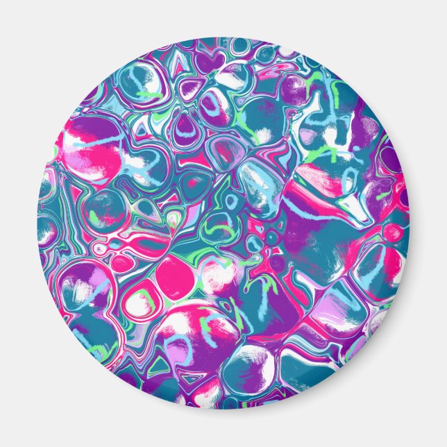 Abstrakte Flüssigkeiten in Rosa und Blau Kunst Magnet (Vorne)