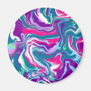 Abstrakte Flüssigkeiten in Rosa und Blau Kunst Magnet