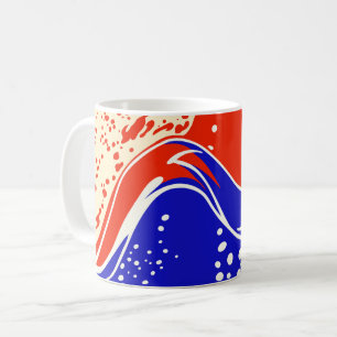 Abstrakte Flüssigkeitswellen in Rot und Blau Kaffeetasse