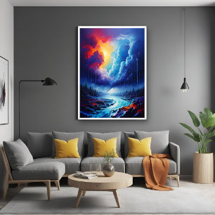 Abstrakte Flusslandschaft Lago Maggiore Poster