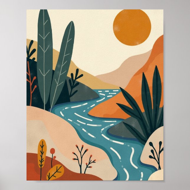 Abstrakte Flusslandschaft Poster (Vorne)